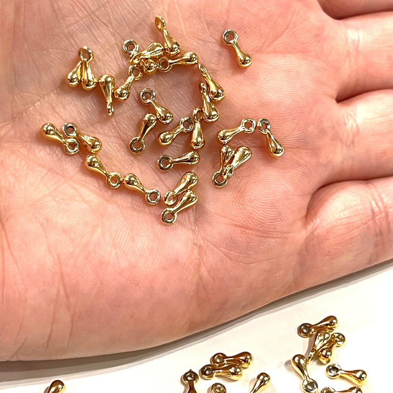 NEU! 24 Karat vergoldete 8-mm-Tropfen-Charms, 100 Stück in einer Packung