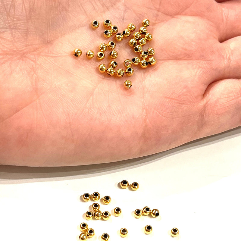 NEW! 24Kt Shiny Gold Plated 3mm Spacer Balls, 250 pieces in a pack,