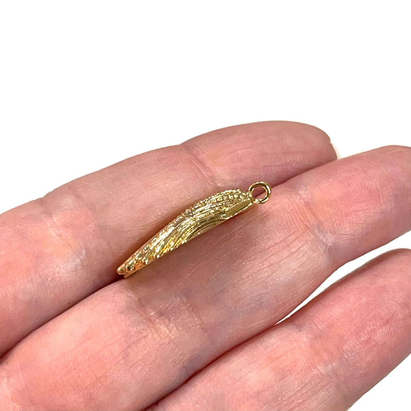 24Kt Gold Plated CZ Micro Pave Oyster Charm