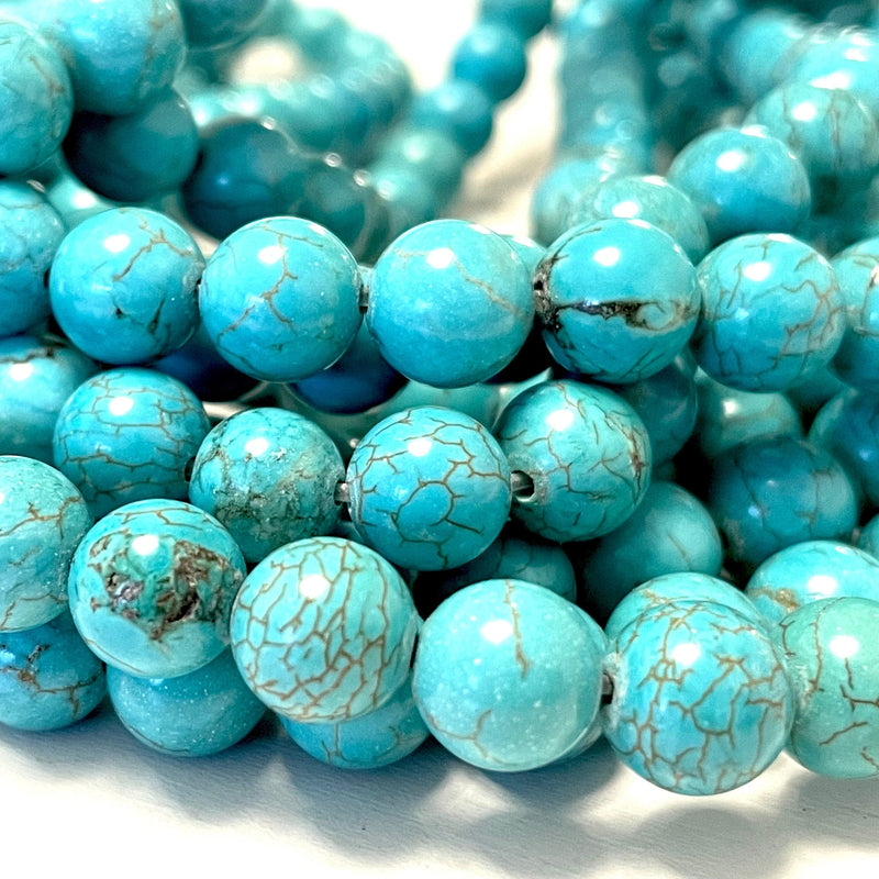 Genuine Turquoise Beads 8mm Smooth Round 47 Beads, Natural Turquoise Beads