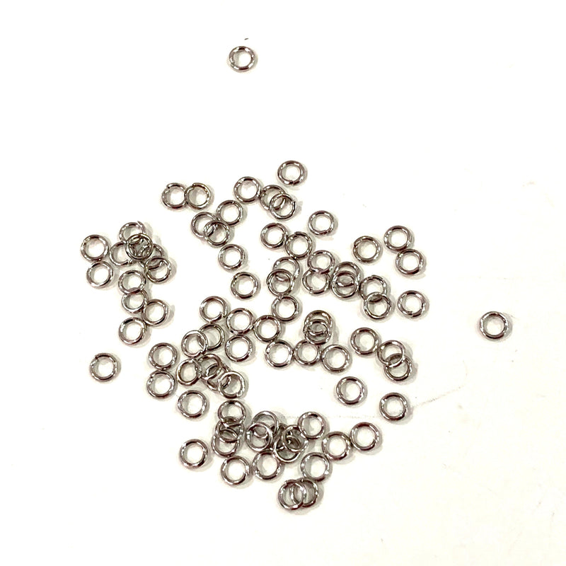 Rhodium Plated Jump Rings, 3mm Extra Fine Jump Rings, Rhodium Plated Open Jump Rings