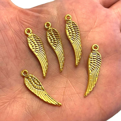 24Kt Gold Plated Angel Wing 30mm Charms, 5 Pieces in a pack,£2.5