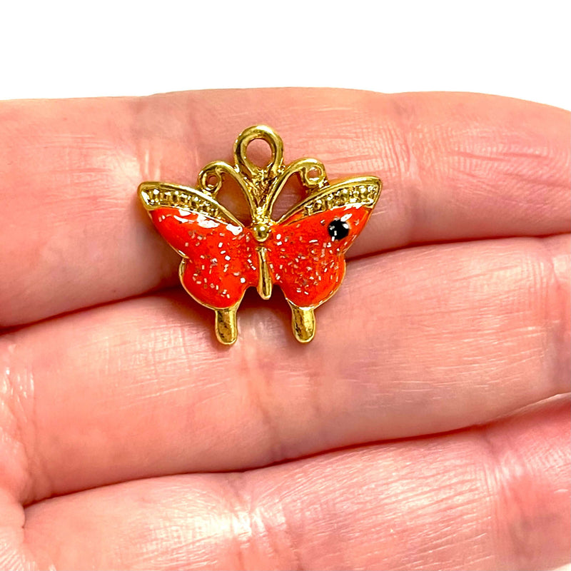 24Kt Gold Plated Enamelled Brass Butterfly Charm