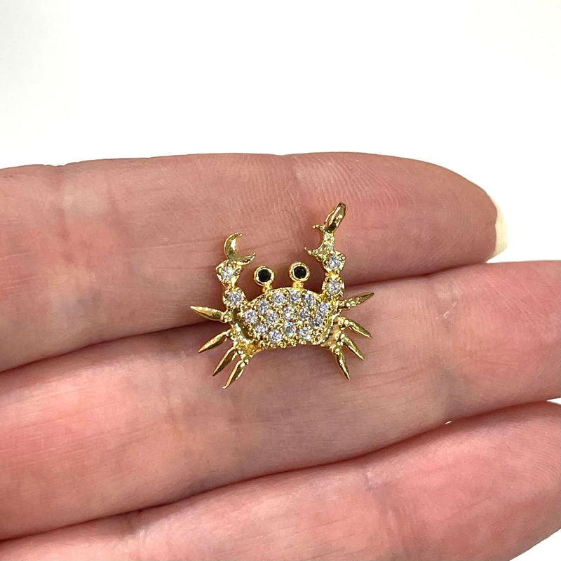 24Kt Gold Plated CZ Micro Pave Crab Charm