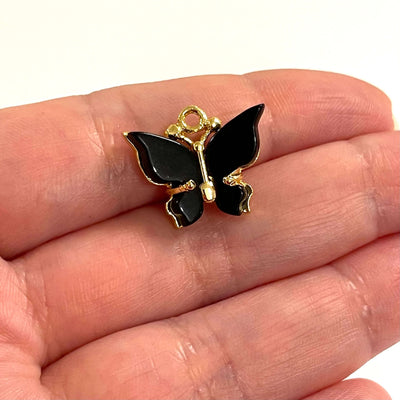 24Kt Gold Plated Brass Hand Made Resin Butterfly Charms, 20x16mm£1.5