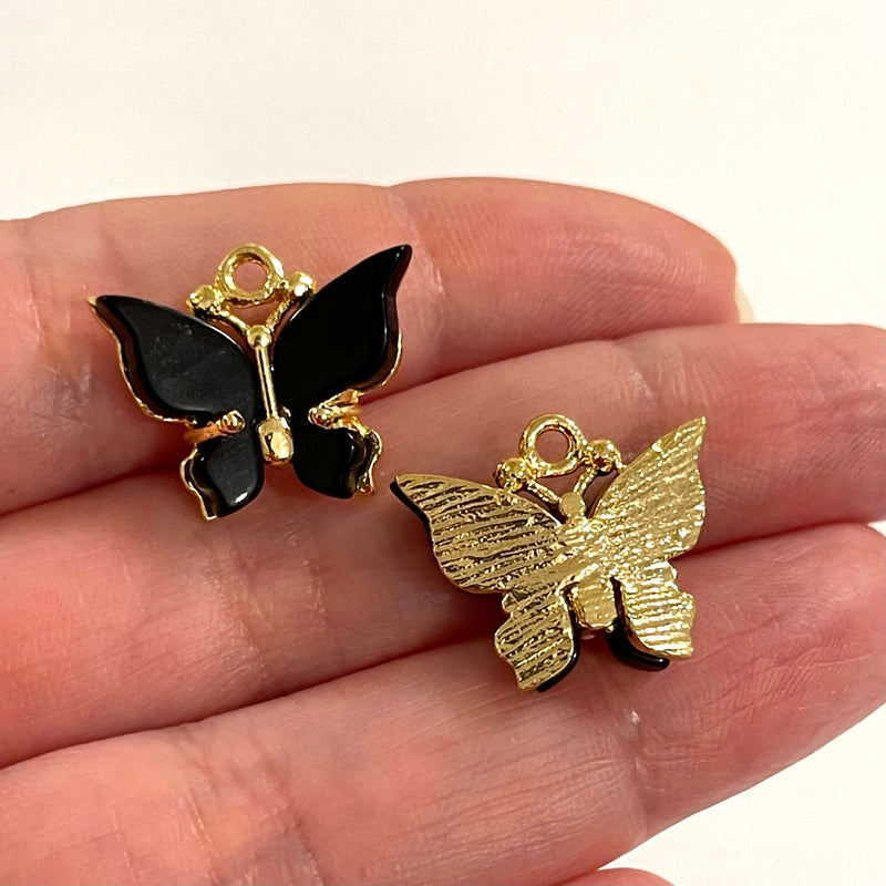 24Kt Gold Plated Brass Hand Made Resin Butterfly Charms, 20x16mm£1.5