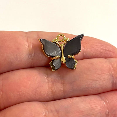 24Kt Gold Plated Brass Hand Made Resin Butterfly Charms, 20x16mm£1.5