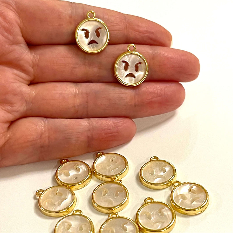 24Kt Gold Plated Resin Emoji Charms, 2 pcs in a pack