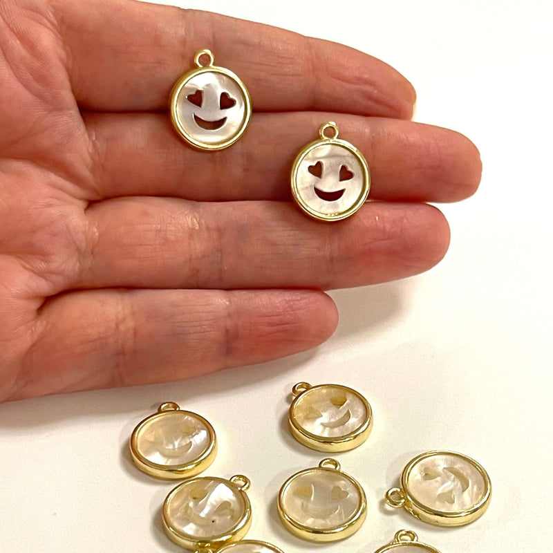 24Kt Gold Plated Resin Emoji Charms, 2 pcs in a pack