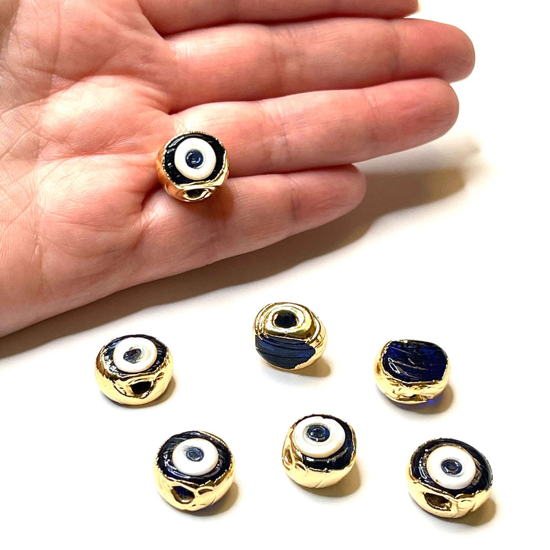 24Kt Gold Plated Hand Made Evil Eye Beads,  Hand Made Evil Eye Beads Navy Blue