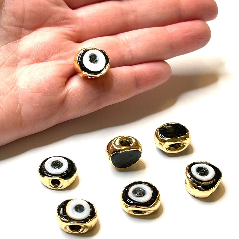 24Kt Gold Plated Hand Made Evil Eye Beads,  Hand Made Evil Eye Beads Black