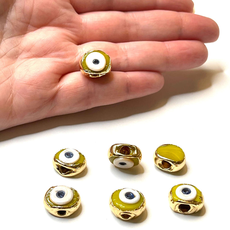 24Kt Gold Plated Hand Made Evil Eye Beads,  Hand Made Evil Eye Beads Yellow