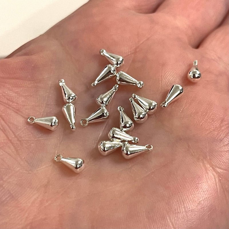 Silver Plated 8mm Drop Charms, 20 pcs in a pack