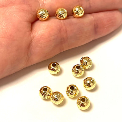 24Kt Gold Plated 6mm Spacer Balls With Eye, 6mm Gold Spacer Balls,  10 pcs in a pack£2.5