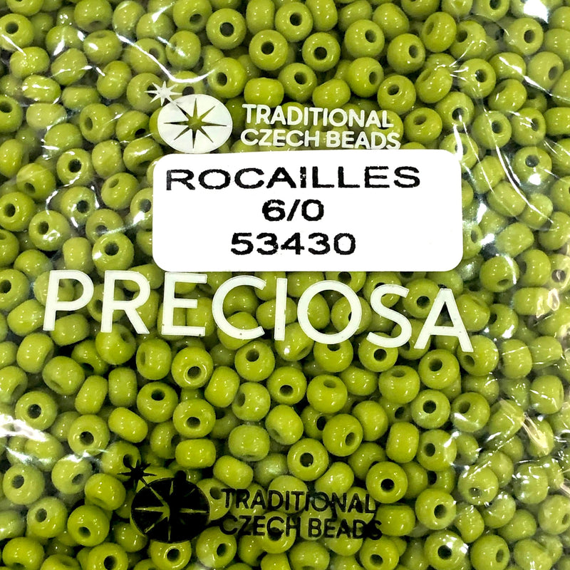 Preciosa Seed Beads 6/0 Rocailles-Round Hole 20 gr, 53430 Opaque Olivine Green