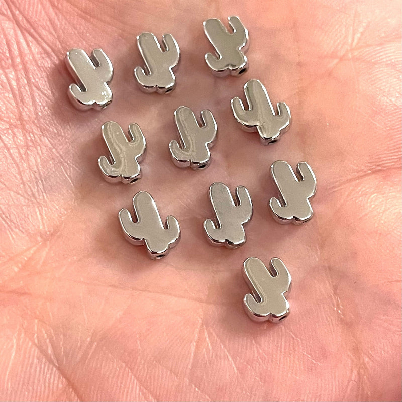 Silver Plated Cactus Spacers, 10 pcs in a pack