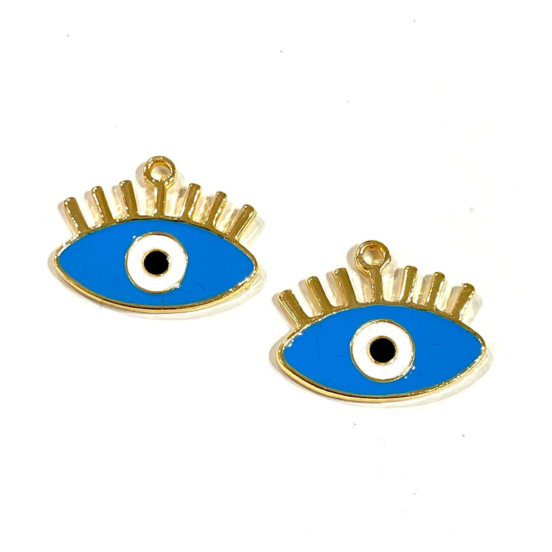 24Kt Gold Plated Enamelled Lucky Eye Charms, 2 pcs in a pack