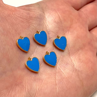 24Kt Gold Plated Blue Enamelled Heart Charms, 5 pcs in a Pac£2.5