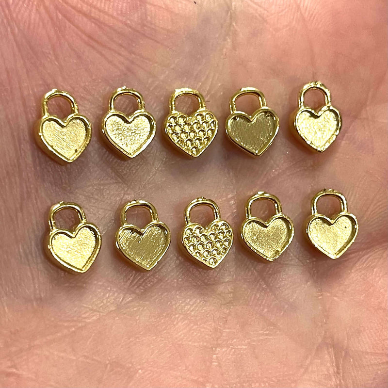 24Kt Gold Plated Brass Heart Charms, 10 pcs in a pack£2.5