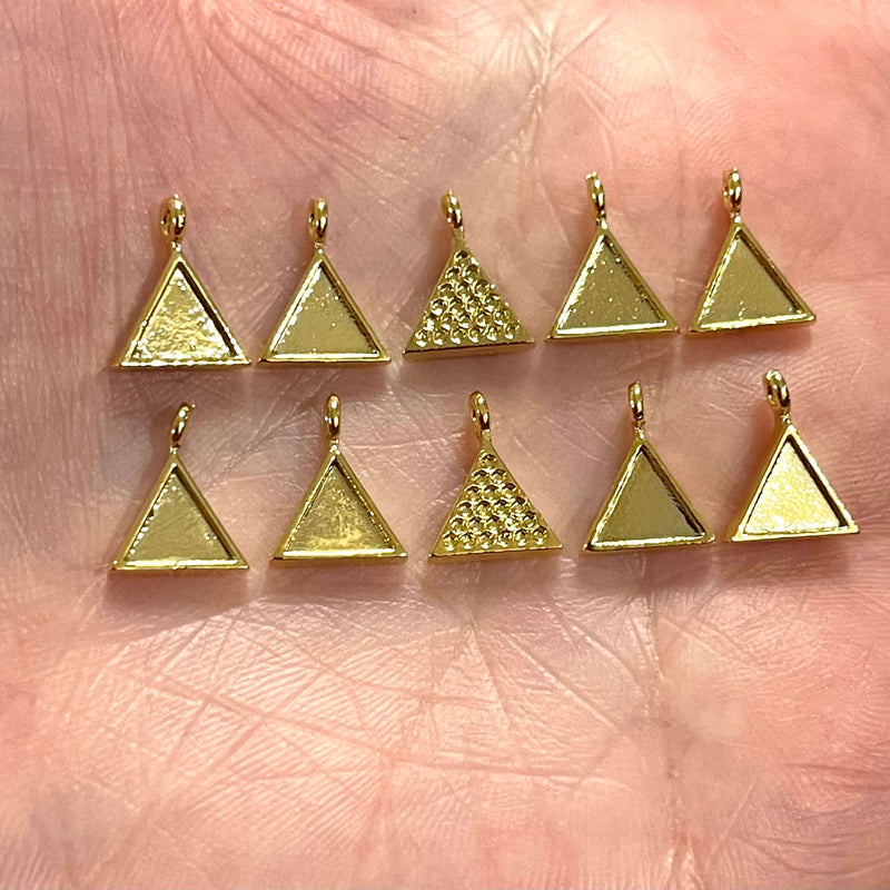 24Kt Gold Plated Brass Triangle Charms,10 pcs in a pack