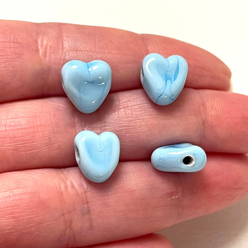 Hand Made Murano Glass Lt Blue Heart Charm