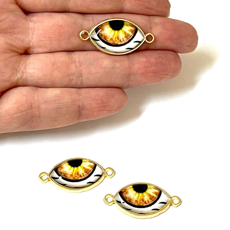 24Kt Gold Plated Eye Connector Charms, 2 pcs in a pack