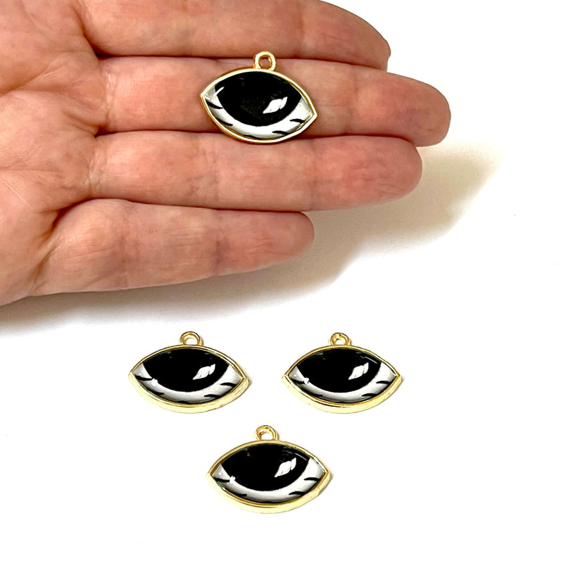 24Kt Gold Plated Eye Connector Charms, 2 pcs in a pack