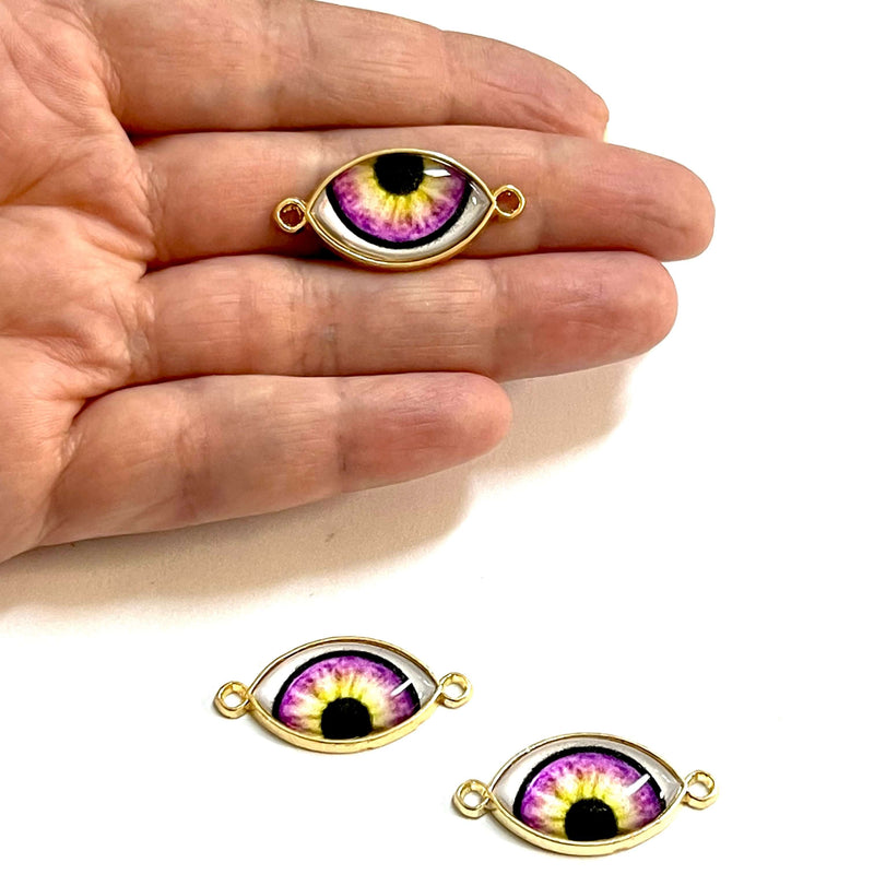 24Kt Gold Plated Eye Connector Charms, 2 pcs in a pack