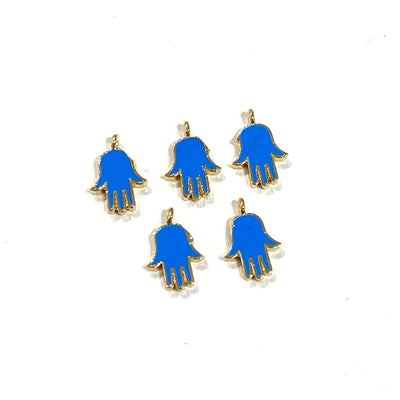 24Kt Gold Plated Brass Blue Enamelled Hamsa Charms, 5 pcs in a pack£2.5