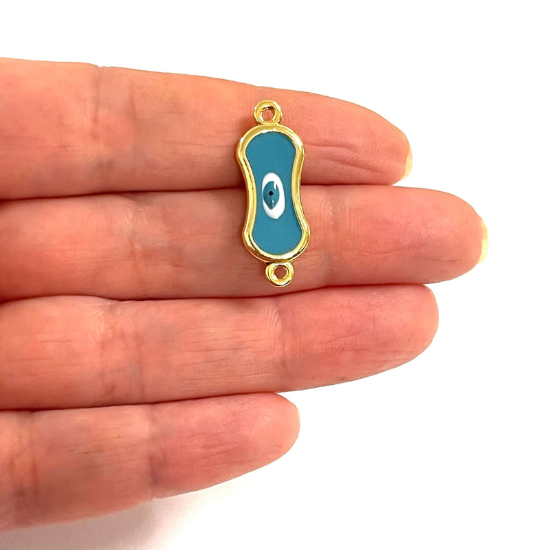 24Kt Gold Plated Double Side Enamelled Evil Eye Connector Charm