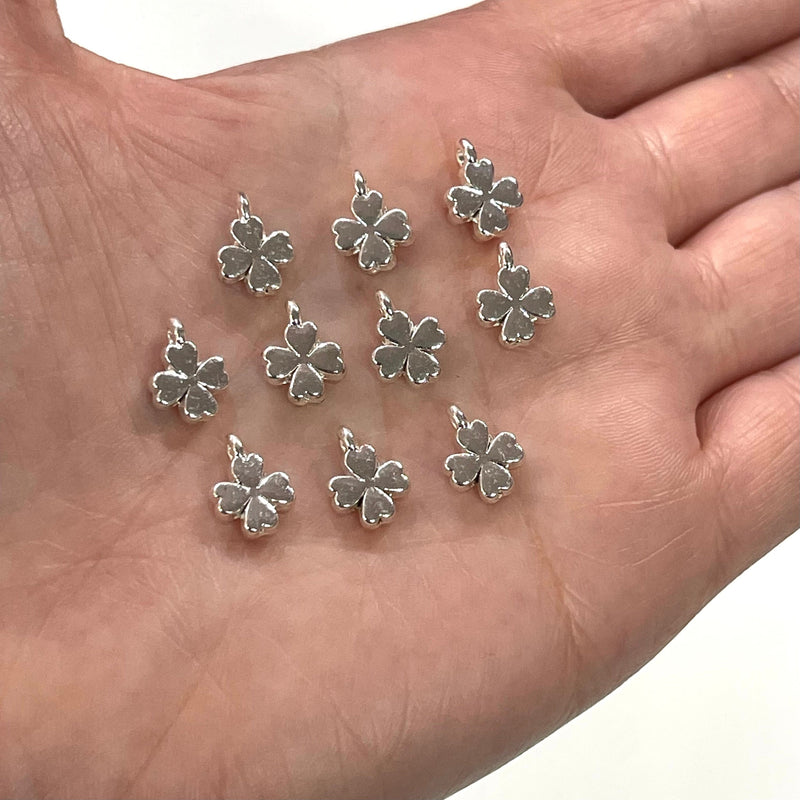 Silver Plated Clover Charms, 10 pcs in a pack