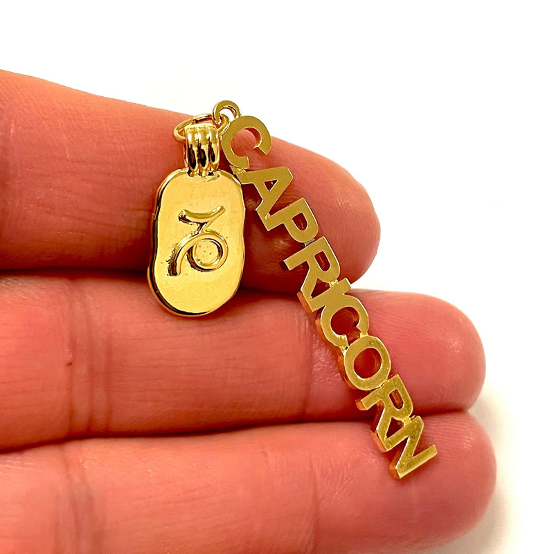 24Kt Gold Plated Brass Zodiac Horoscope Sign, Constellation Medallion Pendant,  Celestial Astrology Charm for Necklace Jewelry Making-Chain&Jump Rings Not Included