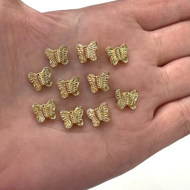 24Kt Gold Plated Butterfly Spacer Charms, 10 pcs in a pack,