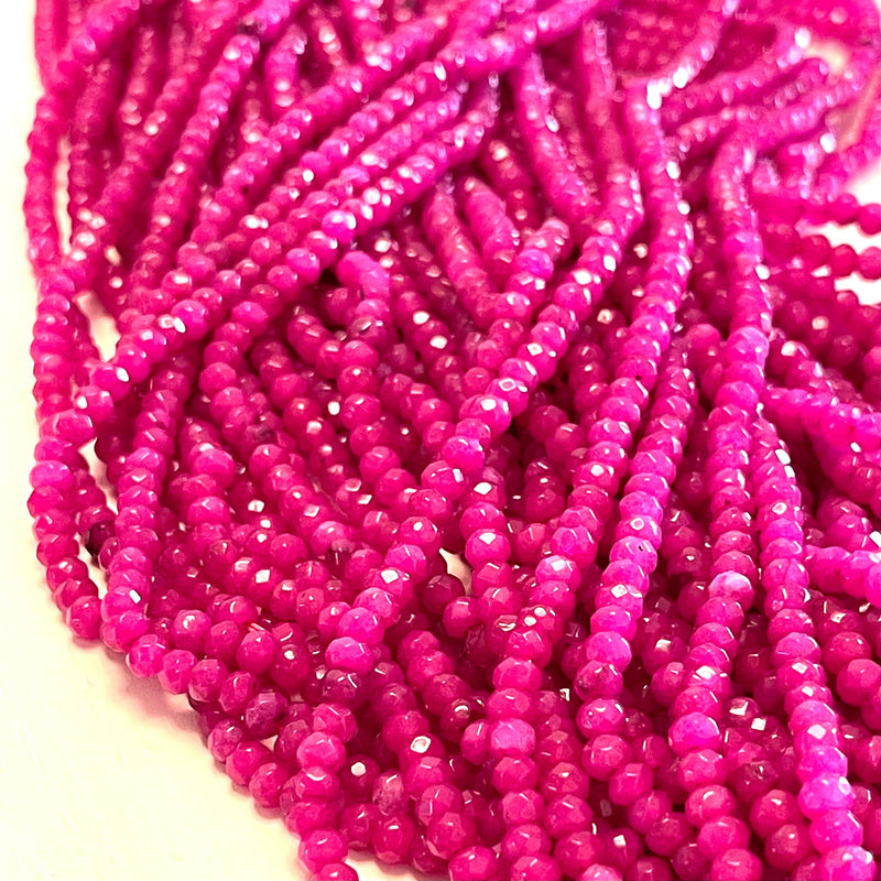 Fuchsia Jade 4mm Faceted Rondelle, Fuchsia Jade Beads,Gemstone Beads,Natural Gemstone