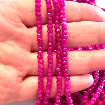 Fuchsia Jade 4mm Faceted Rondelle, Fuchsia Jade Beads,Gemstone Beads,Natural Gemstone