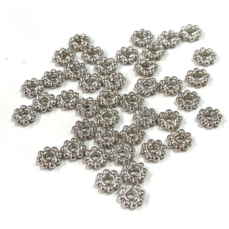 Rhodium Wheel Spacers, 6mm Rhodium Plated Wheel Spacers, 25 pcs in a pack