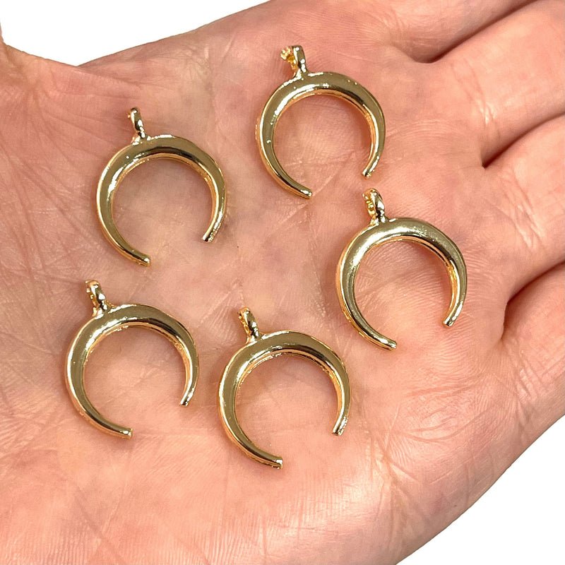 24Kt Gold  Plated Crescent Charms, 5 pcs in a pack