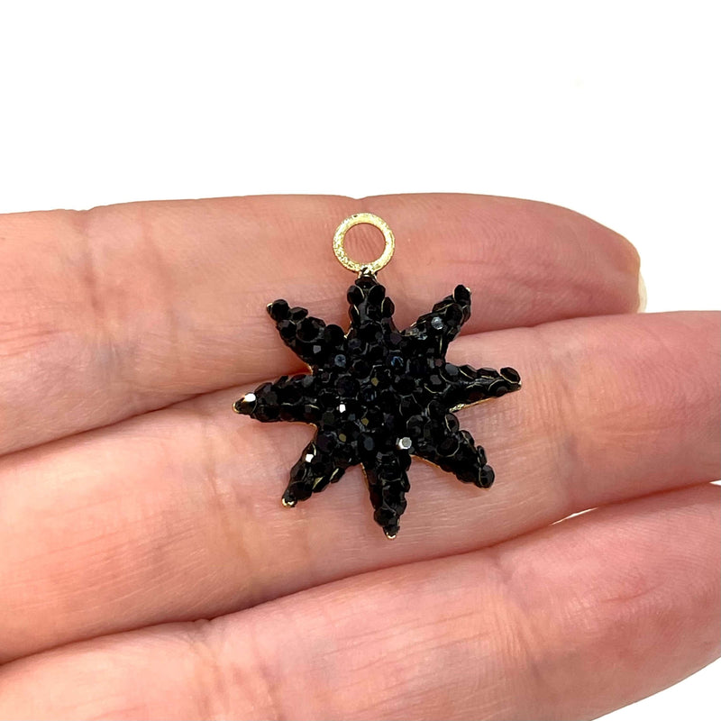 24Kt Gold Plated Swarovski Pave Brass Star Pendant