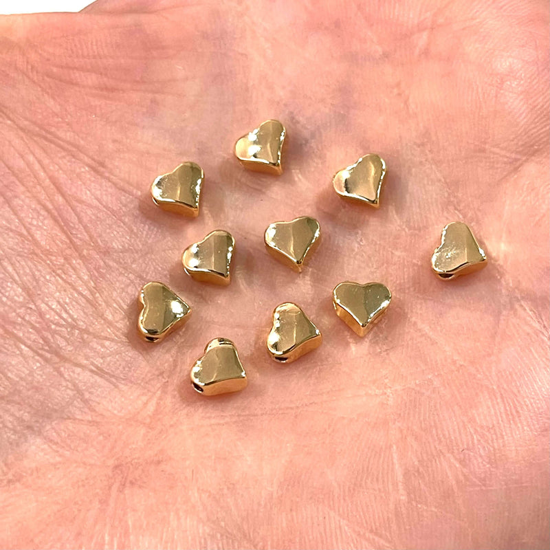 24Kt Gold Plated 5.5mm Heart Spacers, 24Kt Gold Heart Spacers, 10 Pcs in a Pack£2