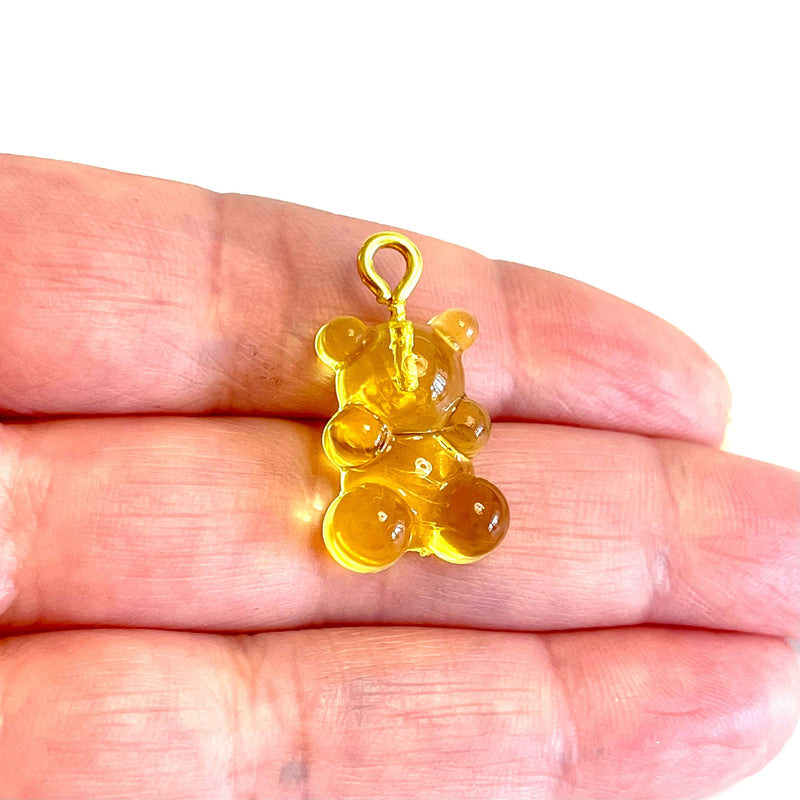 5 pcs in a pack, Jelly Bear Charms, Gummy Bear Resin With Loop, Jelly Bear Shaped Resin Charms  12x22mm,