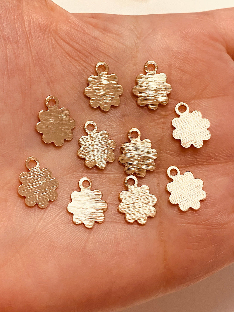 Rose Gold Plated Brass Flower Charms, Rose Gold Coin Charms 20 Pcs in a Pack