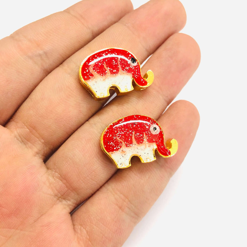 24Kt Gold Plated Enamelled Elephant Charm