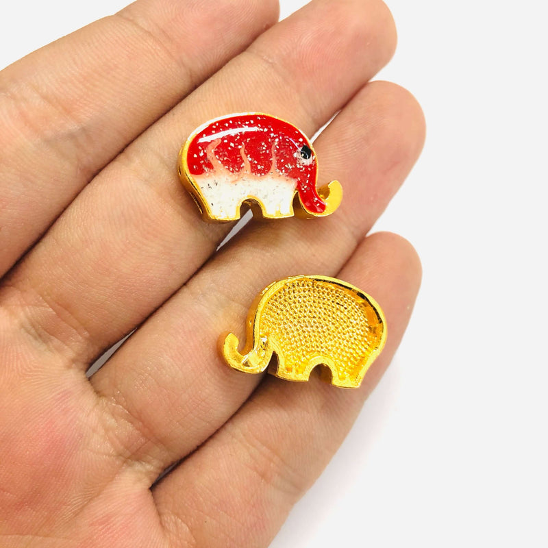 24Kt Gold Plated Enamelled Elephant Charm