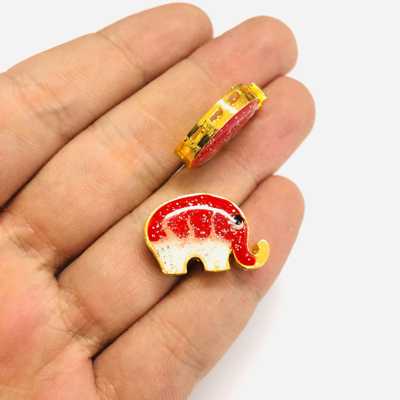 24Kt Gold Plated Enamelled Elephant Charm