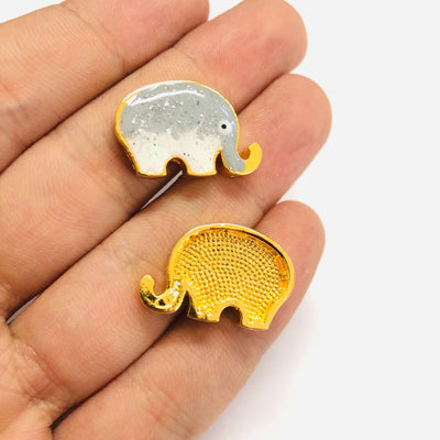 24Kt Gold Plated Enamelled Elephant Charm