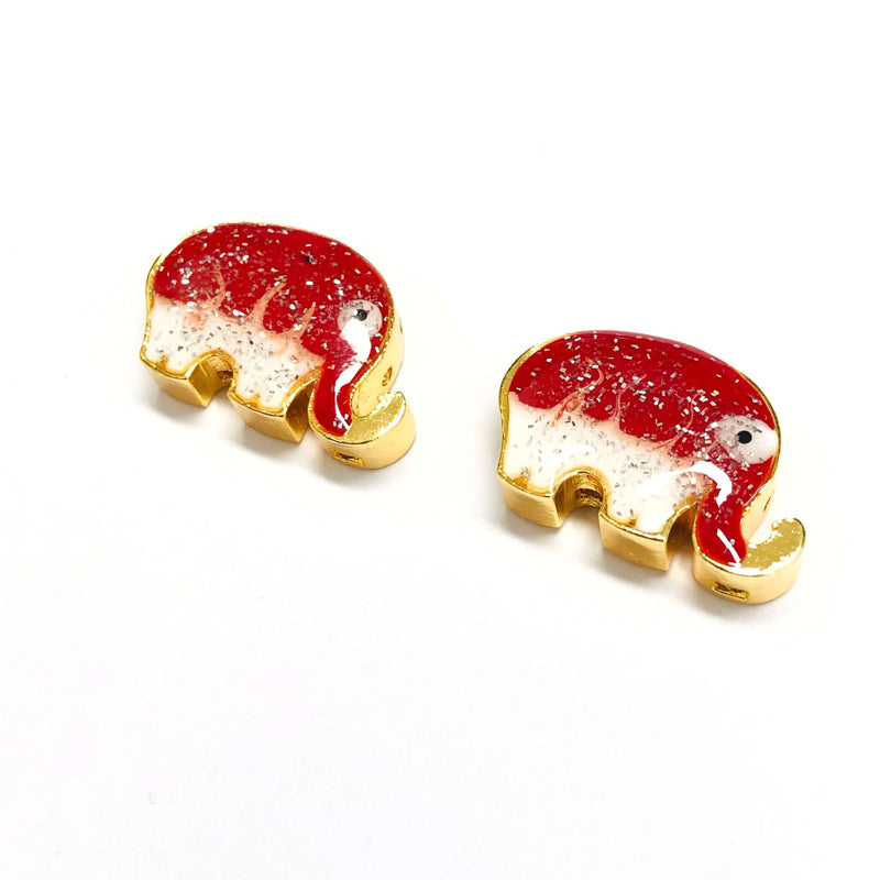 24Kt Gold Plated Enamelled Elephant Charm