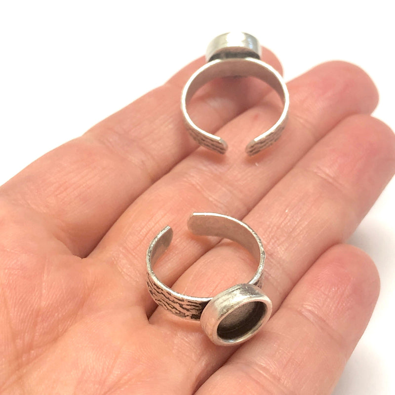 Silver Ring Setting, Antique Silver Plated Brass Adjustable Ring Blank, Adjustable Ring Bezel