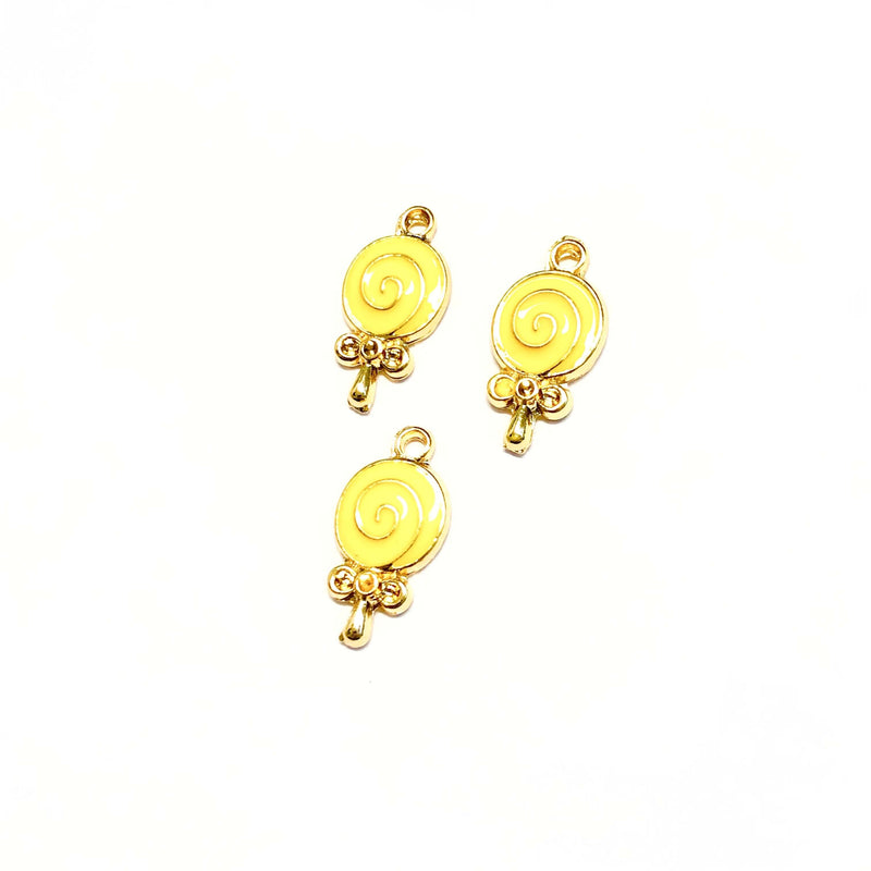 24Kt Gold Plated Brass Lollipop Charms, 3 pcs in a pack