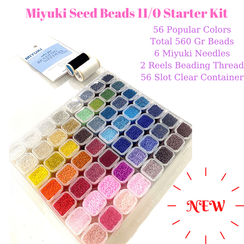 Miyuki Seed Beads Starter Set, 56 Colours 560 Gr 11/0 Round Seed Beads, Needle, Thread,Container£125