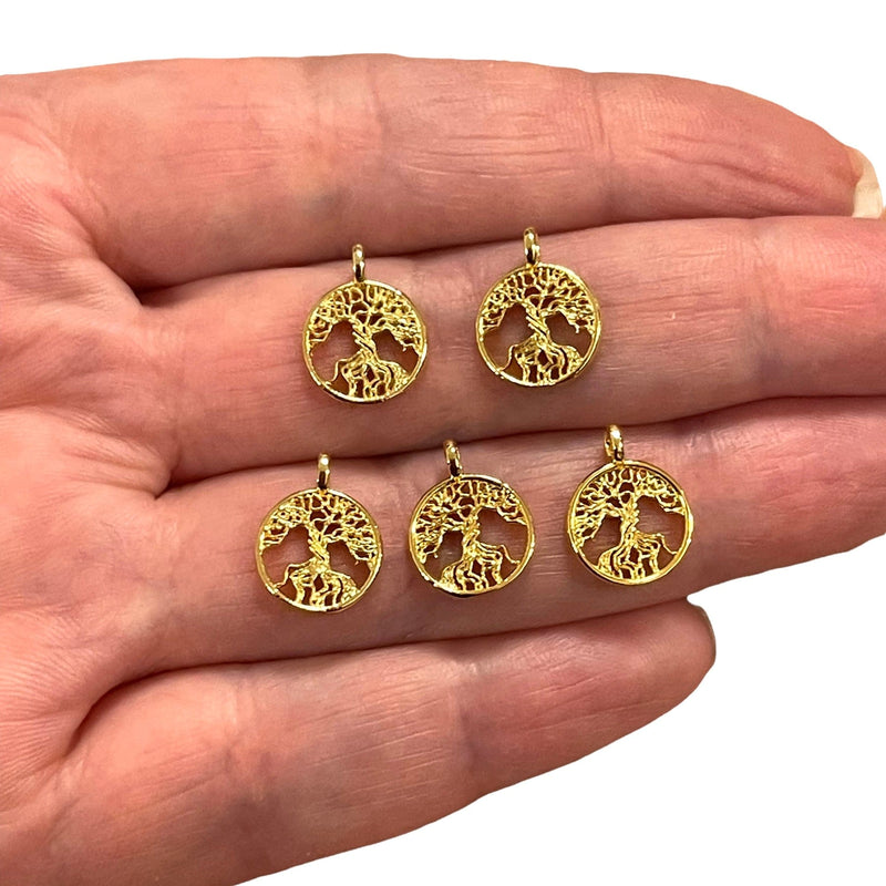 24Kt Matte Gold Plated Tree  Of Life Charms, 5 pcs in a pack